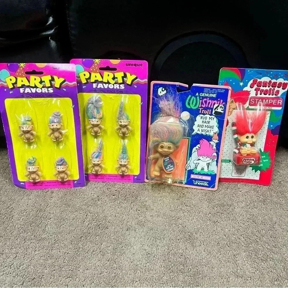 Vintage Trolls party favors and stamper